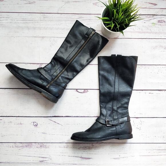 COLE HAAN Nike Air Petra Black Leather Buckle Boots 7.5 - Picture 1 of 7